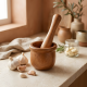 Wooden Garlic Mortar & Pestle